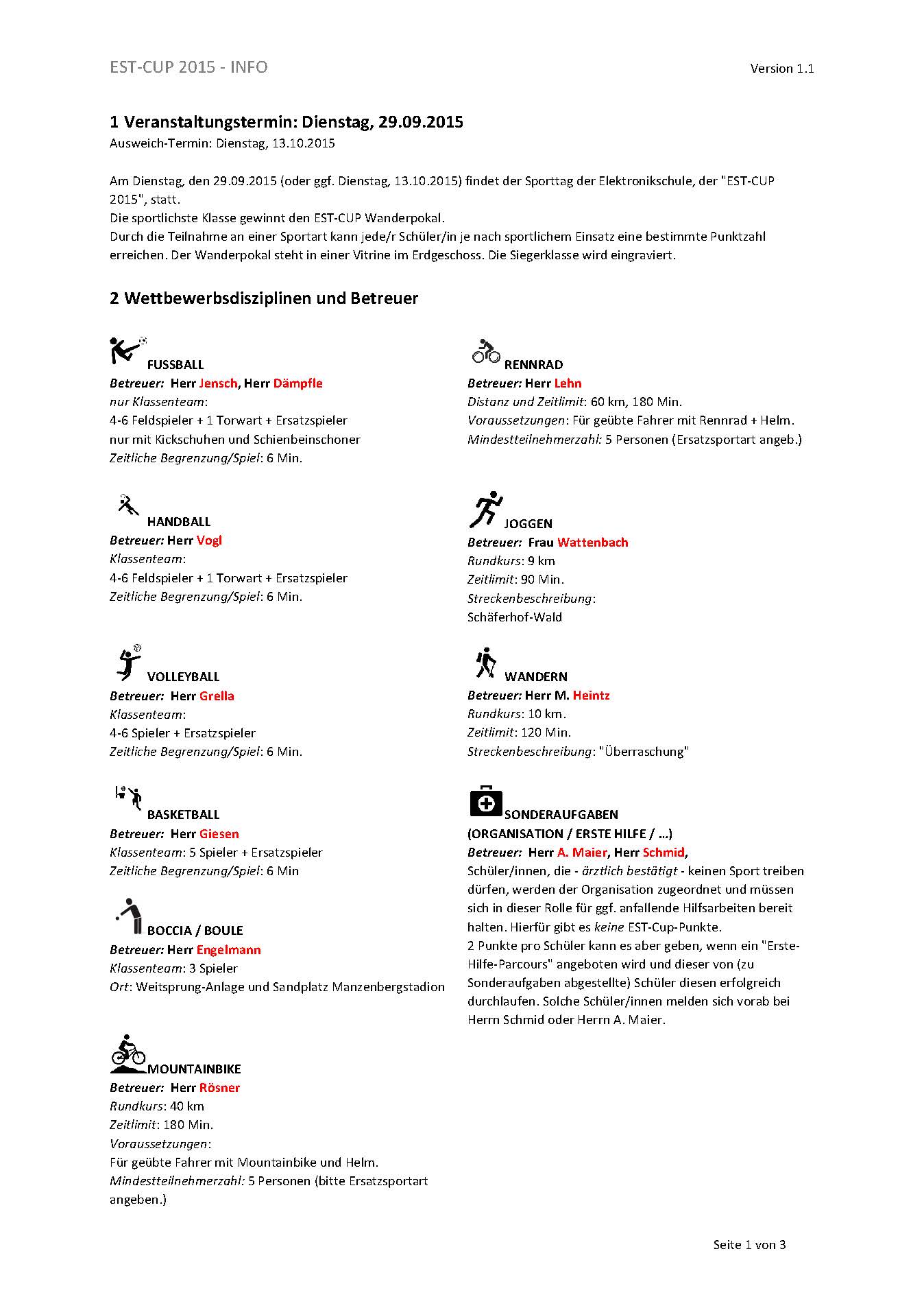 2015 Sporttag EST Cup Info version 1.1 Seite 1