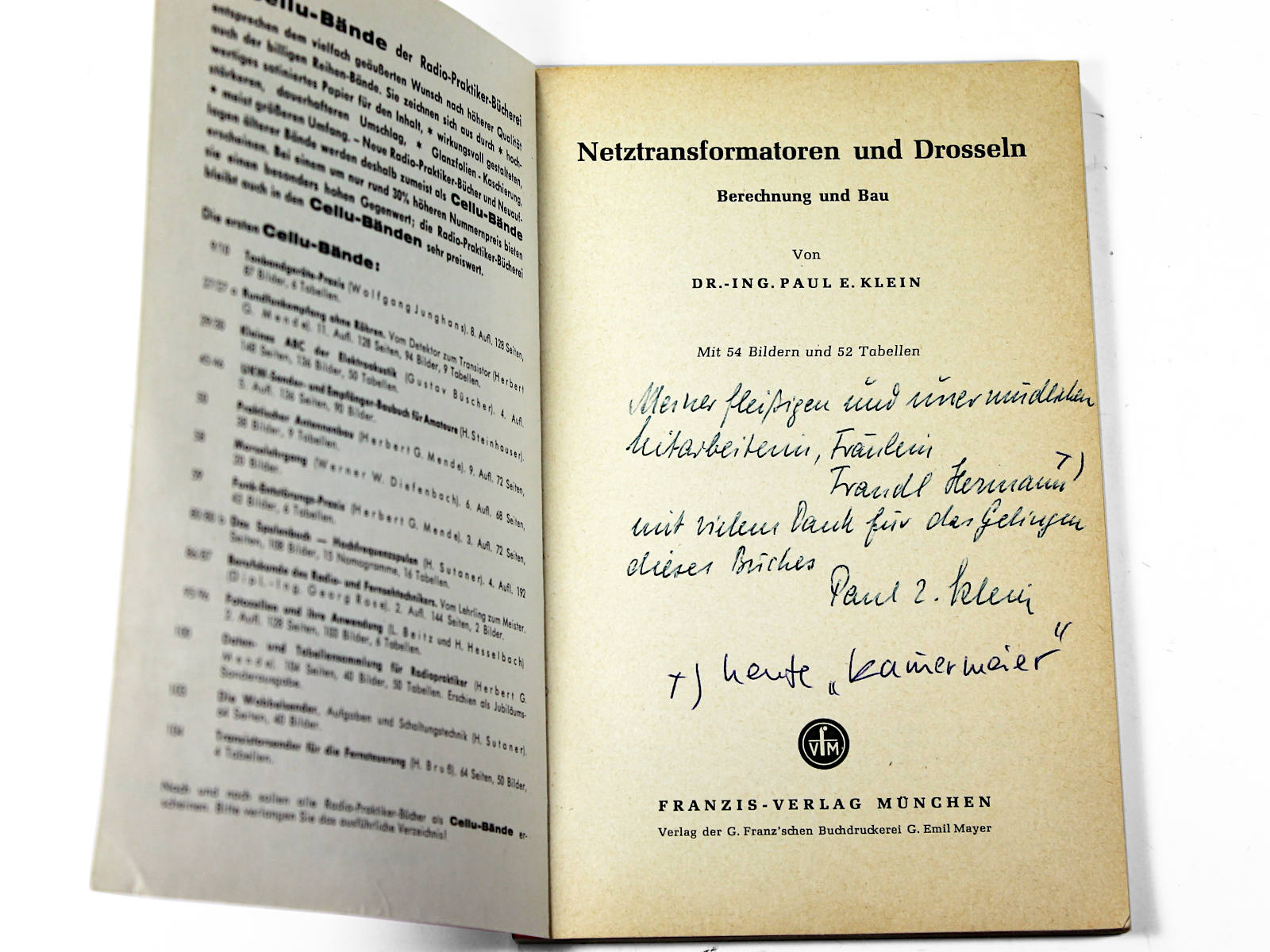 Widmung Dr. Klein