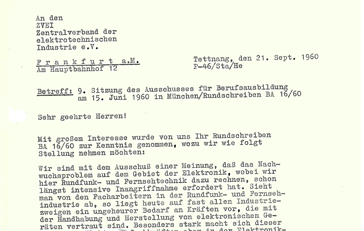 Schreiben Dr. Klein an den ZVEI