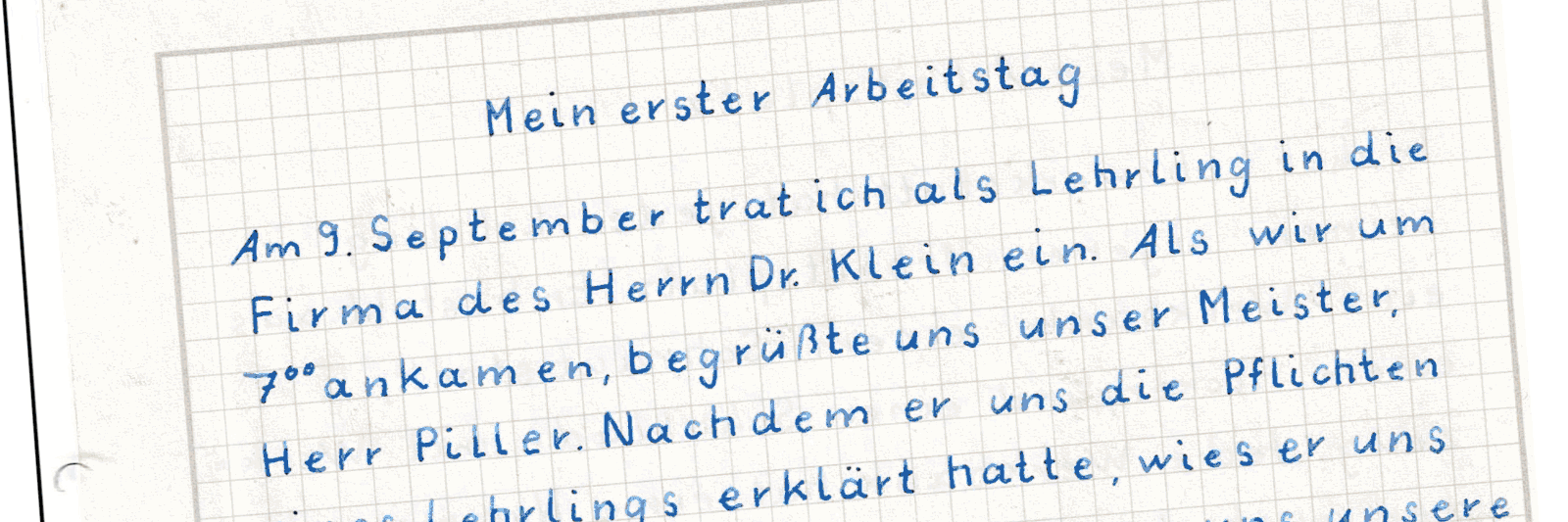Berichtsheft Hein Mauder - allererste Seite